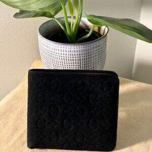 CELINE MEN’S SUEDE WALLET WITH SNAP COIN POCKET-BLACK